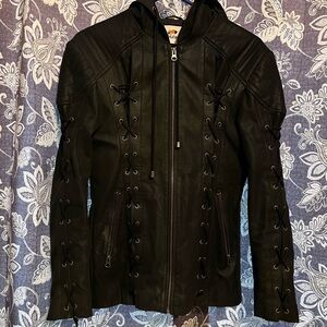 Black Lace-Up Women's Jacket